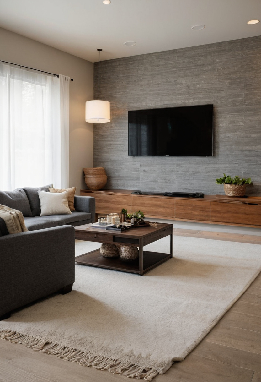 What living room furniture should be paired with a small sectional sofa interior planning detail