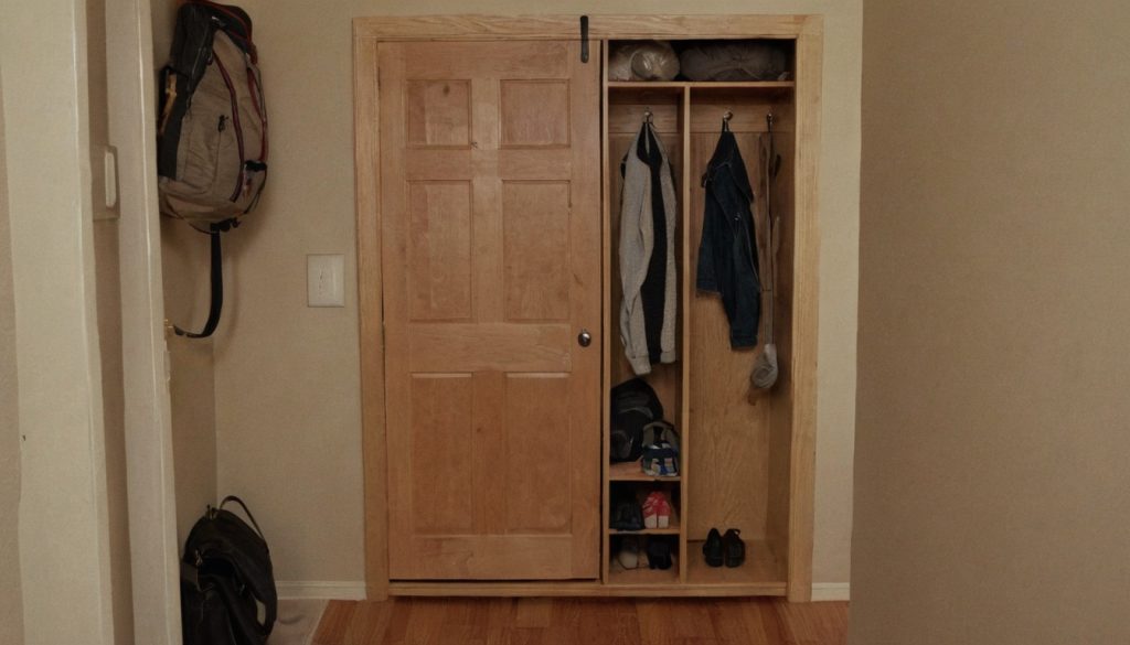 How do you measure a 36-inch-wide apartment entryway before choosing storage editorial visual