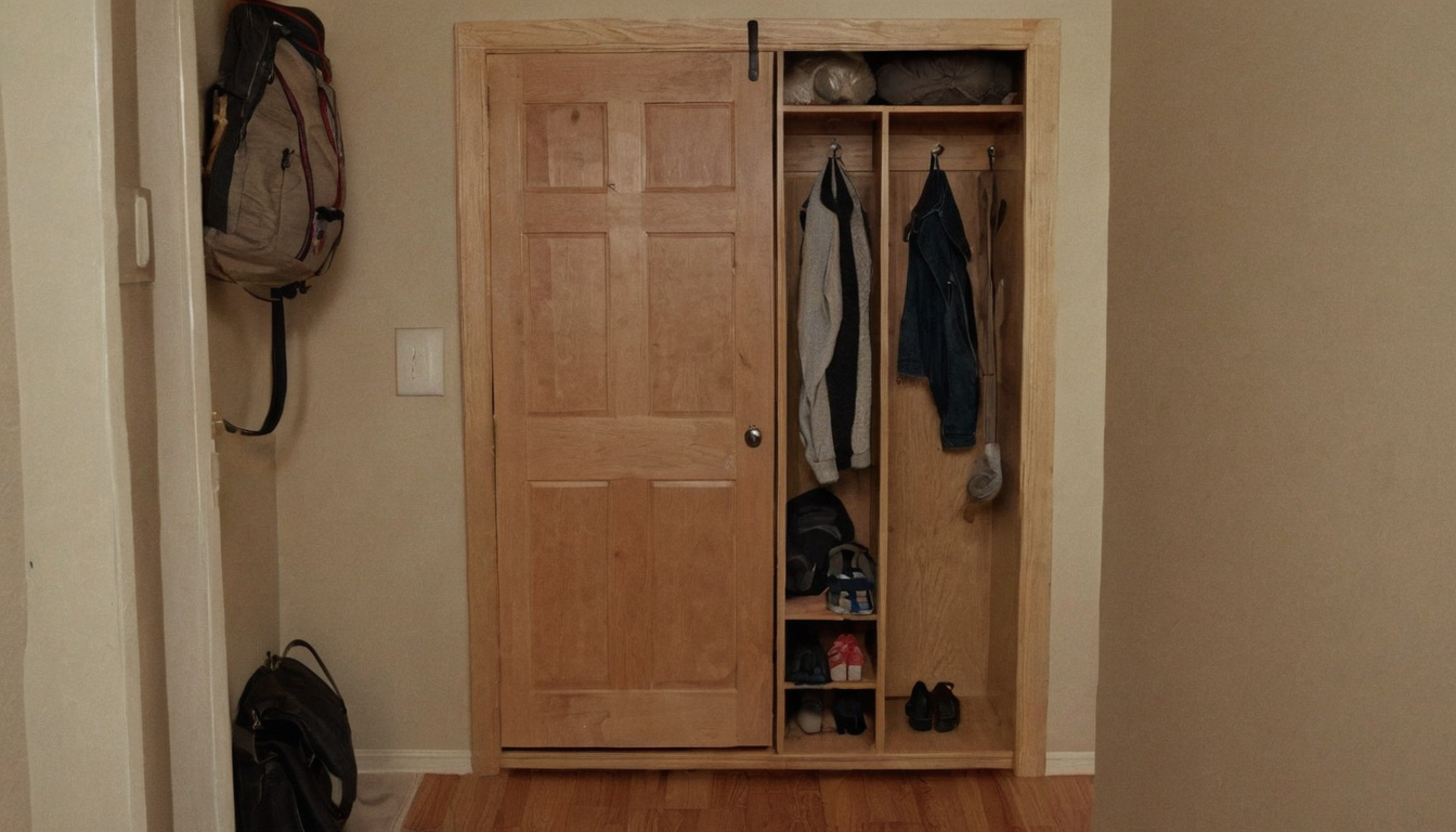 How do you measure a 36-inch-wide apartment entryway before choosing storage editorial visual